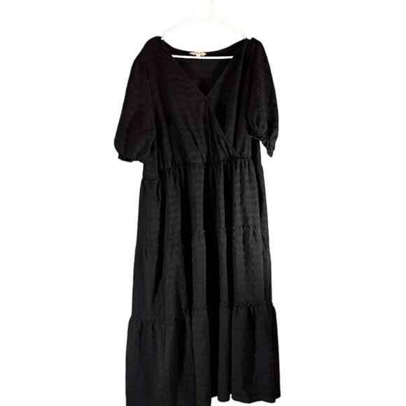 Ophelia Roe Womens 2X Black Sleeve Boho Goth Tiered Maxi NWT - Picture 1 of 13